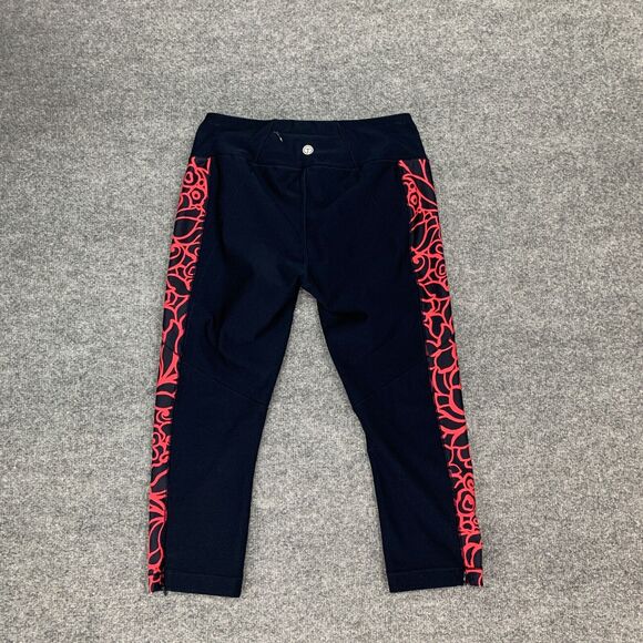 T By Talbots Leggings Women XS Extra Small Navy Hot Pink Side Print Pull On Crop - Picture 8 of 11